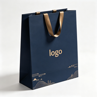 Sac en papier de luxe écologique et recyclable de haute qualité pour cadeaux et achats, avec poignée en ruban, logo imprimé personnalisé, recyclé