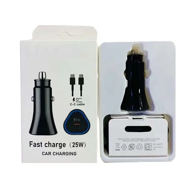 2022 Hot sell Car Charger Usb C For Samsung 25W Type C Fast Car Charger With Package Cable