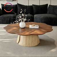 Table basse en forme de pétale de style Mid-Century, design Wabi Sabi, mobilier de luxe pour salon, fabrication OEM