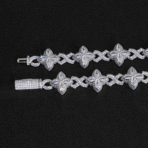 NUOYA アイスアウト ダイヤモンド 四つ葉のクローバー インフィニティ マイアミキューバンリンク チェーンネックレス ヒップホップ カスタムジュエリー 男女兼用 ギフト - Product Image 6