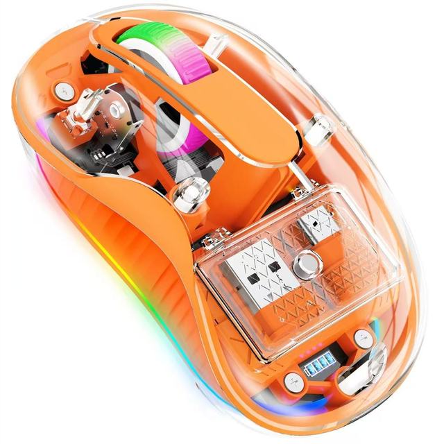 Type-C 2.4G Mini Rechargeable Mouse Transparent Wireless BT Mouse for Computer Laptop Silent & Portable