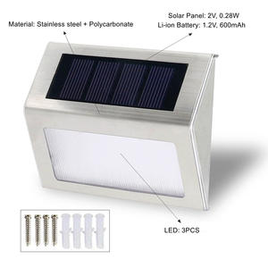Lampe solaire pour escalier, lumière murale extérieure 3LED, acier inoxydable, éclairage de jardin, lumière de marche, éclairage solaire LED pour cour - Product Image 5