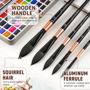 Profesional gato lengua ardilla pelo punta puntiaguda acuarela artista pintura pincel conjunto acuarela acrílico dibujo pintura conjunto - Product Image 3