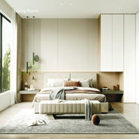 Ensemble de meubles de chambre à coucher modernes DongGui sur mesure avec lit, armoire, bureau et rangements - Bois