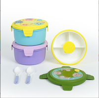Ensemble de boîte à lunch pour enfants avec bouteille d'eau, couverts, boîte à sauce, 3 compartiments, récipient alimentaire en PP