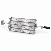 Panier de rôtissage en acier inoxydable, ensemble de 4 plateaux, plaque de cuisson BBQ perforée, plateau de barbecue à poignée noire, marque DEYAO