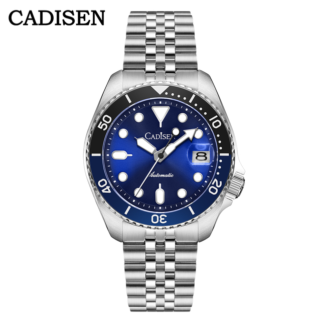 Men's Mechanical SEIKO Movement 40mm Sports Diver Watch Stainless Steel Strap 20mm Band Width Pointer Dial 20BAR Water