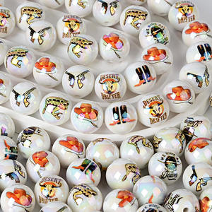 Acrylic Printed Cartoon Men's Western Cowboy-Themed 16mm Straight-Hole <b>Bead</b> Mixed <b>Color</b> Fashionable DIY Phone Stringing Pen - Product Image 1