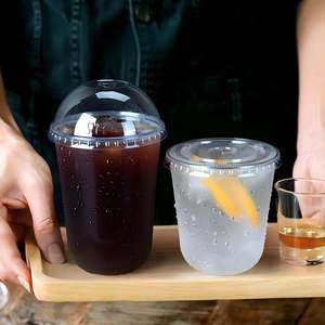 定制徽标 10 12 14 16 18 20盎司 PET PP 圆底透明波霸茶冰咖啡一次性塑料杯带盖 - Product Image 6