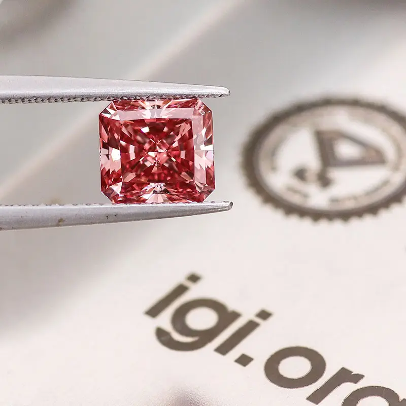 Hot Sale Square Shape Radiant Cut Pink Loose Lab Grown Diamond 1.7-3 CT Carat VVS-VS Price From China