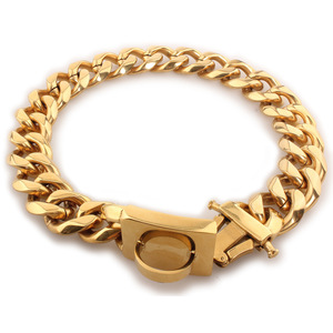Envío de la gota 19 MM personalizado oro Acero inoxidable Toro francés cadena de eslabones cubanos collar de perro y juego de correa con etiqueta de identificación - Product Image 2