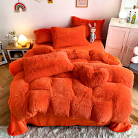 Parures de lit hiver épaisses en polaire corail, housse de couette et drap en velours pur épaissi
