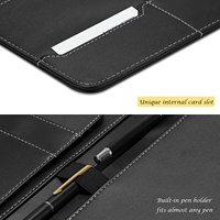 Carpeta de presentación de cuero Pu para documentos, carpeta de documentos A4 con portatarjetas