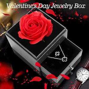 <b>Valentines</b> Day Gifts 4-5 cm Rose Head Preserved Rose Flower Acrylic Jewelry <b>Box</b> Gifts for Women - Product Image 5