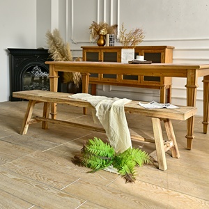 Silla/Banco de Madera Tallada a Mano, Estilo Rústico Chino Tradicional para Interiores, Diseño Simple y Sólido - Product Image 4