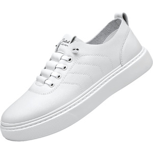 <b>White</b> Pu Leather Men's Casual Sneakers Toe <b>Lace</b>-Up Breathable Summer Outdoor Shoes Lightweight Driving Wear EVA Midsole Rubber - Product Image 5