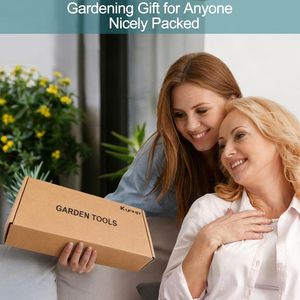 Ensemble d'outils de jardin Kynup, 7 pièces, outils à main en acier cyan pour travaux de jardinage avec sac de transport et gants - Product Image 6