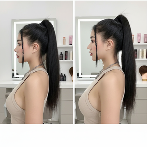 Nuovo Prodotto: Coda di Cavallo Liscia con Clip, Parrucca in Capelli Umani Vergini, Estensione Fissa per Capelli - Product Image 4