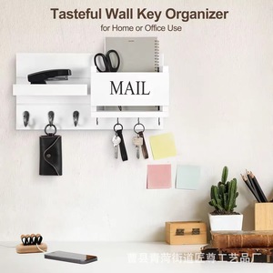 Porte-clés mural en bois personnalisé pour entrée, crochets de porte domestiques, porte-manteau, étagère de rangement pour la maison - Product Image 3