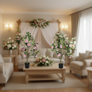 Fleur de Camélia Artificielle Rose de 39 Pouces, Plante d'Intérieur Décorative, Feuilles Hautement Réalistes en Plastique, Décoration de Mariage et Maison - Product Image 2