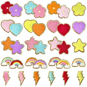 Applique collante brodée multicolore pour vêtements étoile foudre arc-en-ciel fleur coeur adhésif Chenille <span class=keywords><strong>patch</strong></span> stock - Product Image 2