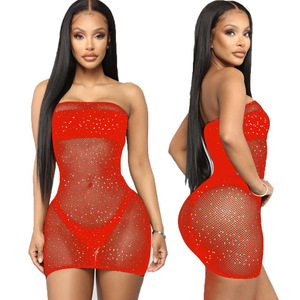 Ingrosso nuova moda estate Sexy Lingerie in Nylon calza per il corpo del Club per festa a rete in cristallo vestito con diamanti - Product Image 3