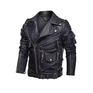 Nouvelle Vente Chaude <span class=keywords><strong>2023</strong></span> Manteau d'Hiver pour Hommes, Veste de Moto Slim à Revers en Cuir PU - Product Image 6