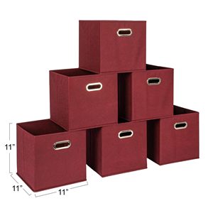 Foldable Fabric <b>Storage</b> Cubes 11x11x11 Stackable Non-Woven Bins with Chipboard Sides & Grommet Handles - Product Image 2