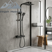 Système de douche de salle de bain Wayon noir mat avec douches pluie et à main