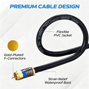 <span class=keywords><strong>Cable</strong></span> Coaxial RG6 Premium con Conector F Negro, 100 Pies, Blindaje Cuádruple, 75 Ohmios, Baja Pérdida, para TV, <span class=keywords><strong>Internet</strong></span>, Satélite, Audio Digital, Interior y Exterior - Product Image 1