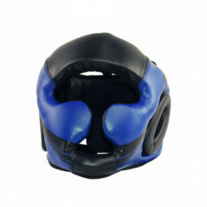 Casco ajustable de media cara de cuero sintético PU de alta calidad, protector de cabeza, visera doble, logotipo personalizado, etiqueta tejida, protección de boxeo - Product Image 2