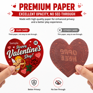 Billets à déchirer personnalisés de haute qualité avec logo, à fenêtre unique et languette en forme de cœur, sur le thème de la Saint-Valentin, pour cartes à prix à déchirer - Product Image 3