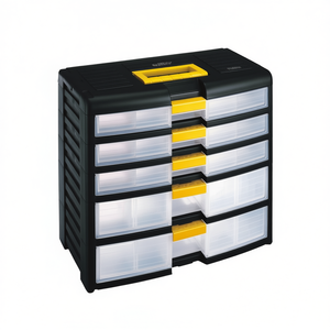 TTAKE Top Cab Drawer Unit <b>Tool</b> Containers 5 Tier Clear <b>Storage</b> With Yellow Handles For Workshop Organization - Product Image 2