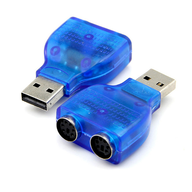 D2825 USB 2.0 Male to 2 Port PS2 Female Converter Adapter Adapter For Keyboard Mouse