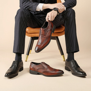 Zapatos de Vestir y Oxford de Lujo para Hombre 2026, Diseño Brogue, Cuero Genuino de Primera Capa, Estilo Derby Formal - Product Image 3