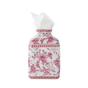 Boîte à mouchoirs en <span class=keywords><strong>porcelaine</strong></span> vintage rose et blanc pour salle de bain et cuisine - Product Image 1