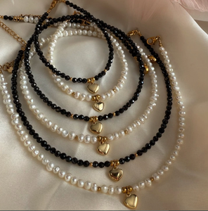 Nuevo collar de perlas naturales, collar de cuentas de acero inoxidable para mujer, collar con colgante de corazón, joyería de oro de 18K, regalo de fiesta - Product Image 1