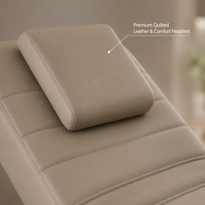 Table de soin électrique réglable beige en cuir matelassé avec poteaux en bois pour spa, massage, soins du visage et salon, commande à 6 boutons - Product Image 3