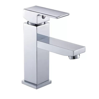 Robinet de lavabo moderne en acier inoxydable chromé, à poser sur le comptoir, mitigeur chaud/froid pour salle de bain, poignée unique, sans plomb