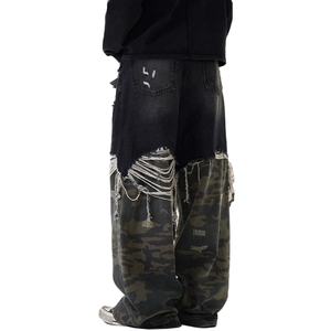 Pantalones de Camuflaje con Parches para Hombre, Estilo Vintage, Holgados, Casuales, Rectos, Desgastados, Tallas Grandes, Venta al por Mayor - Product Image 3