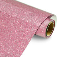 Rollos de Láminas de Vinilo Rosa Coreano de Calidad para Planchar Vinil Textil con Brillantina HTV de Transferencia de Calor para Ropa y Camisetas al por Mayor