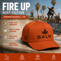 Gorra de estilo unisex Fire Up Rust Edition Premium con bordado frontal, paneles, corona ventilada, ajustable, para skate, deportes callejeros y uso diario.