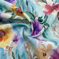 Tissu en Lin 100% Tissé Écologique en Promotion – Motif Floral Imprimé Numérique Vibrant Grandes Fleurs Doux et Respirant pour Robes