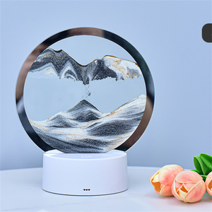 Hot Sale Moving Sand Art Round Glass Desk Lamp 3D Deep Sea Sandscape Flowing Sand Kids Home Decor Led <strong>Table</strong> Light - Product Image 5