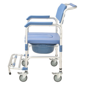 Wheeled Commode Chair For Seniors With 4-Inch Wheels And Brakes <b>Portable</b> Toilet Chair For Home Use Elderly <b>Bath</b> Shower Chair - Product Image 4