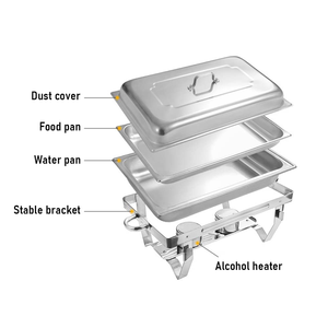 Plat Chafing en Acier Inoxydable : Ensemble Chauffe-Plats de Buffet avec Méthode de Chauffage au Combustible - Product Image 2