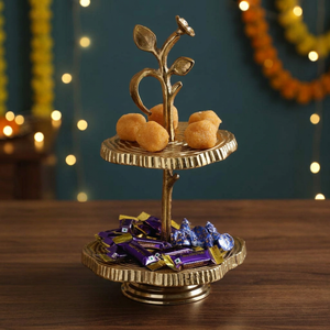 Vintage Elegant Display Gold Metal 2 Tier Cake <b>Stand</b> Handmade Flower Shape Dessert Display Rack for Wedding Party Hotel - Product Image 3