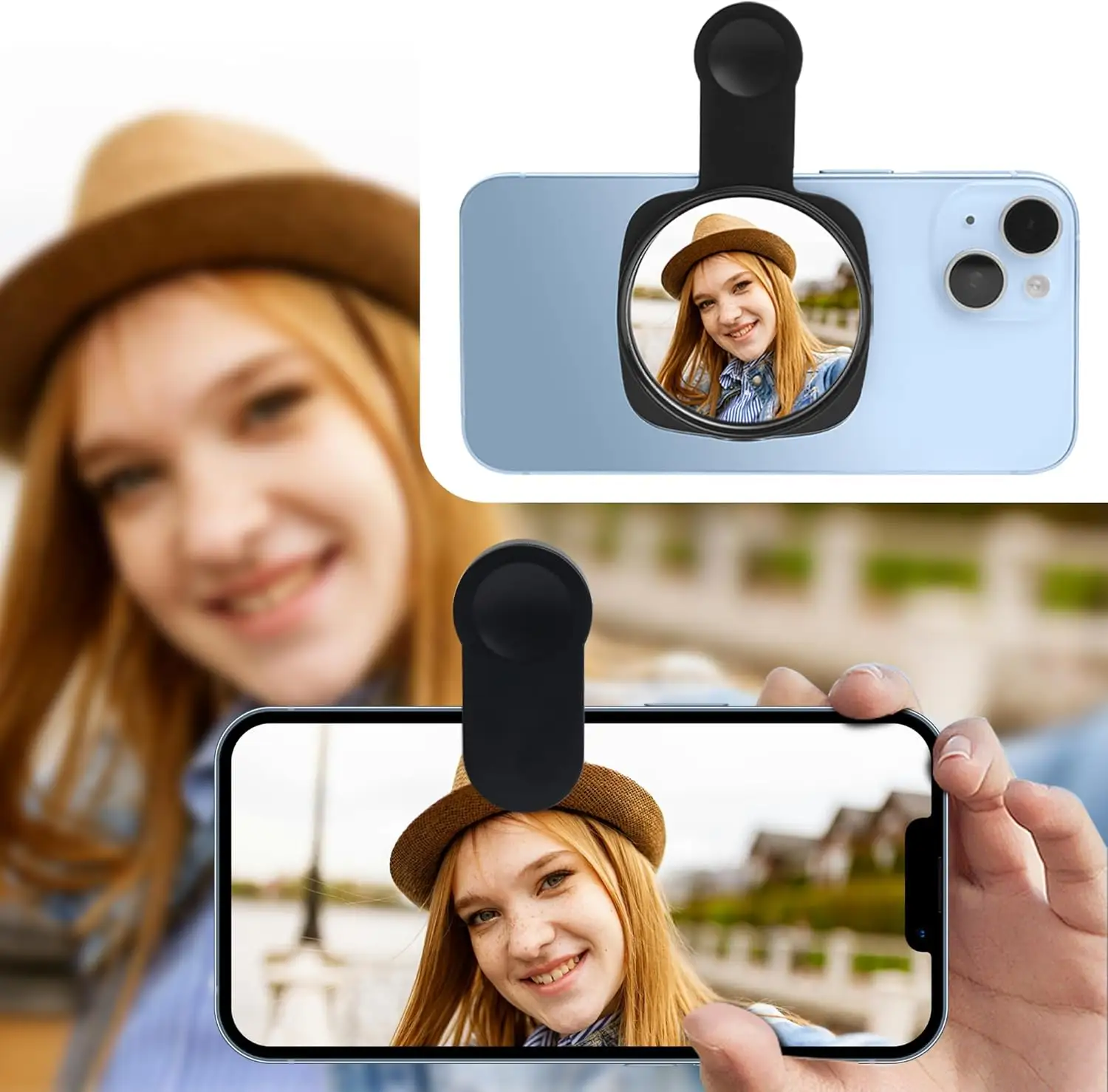 Selfie Glass - Miroir à Clip Pour Selfie Avec Caméra Arrière - Parfait Pour Vlogs, Voyages, Photos Créatives