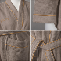 Peignoir unisexe à capuche double couche gris confortable et durable pour coffret cadeau et salle de bain, style enveloppant pour femme, vente en gros
