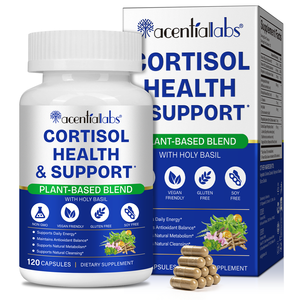 Acentiallabs 120 Capsules Gluten-Free Vegan Cortisol Health Support <strong>Supplement</strong> for Daily Energy and Vitality Support - Product Image 1